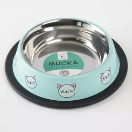 Миска металлическая для кошки с нескользящим основанием