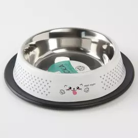 Миска металлическая для кошки с нескользящим основанием