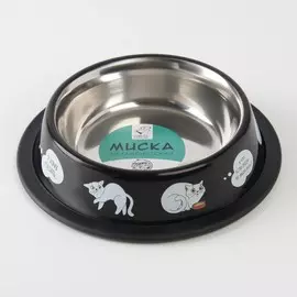 Миска металлическая для кошки с нескользящим основанием