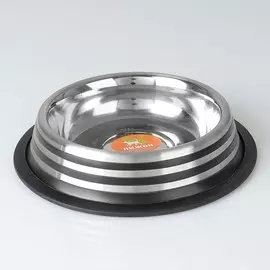 Миска с нескользящим основанием с цветными полосками, 470 мл, черная