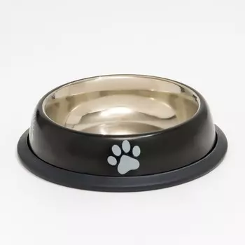 Миска с нескользящим основанием с принтом, 225 мл, черная