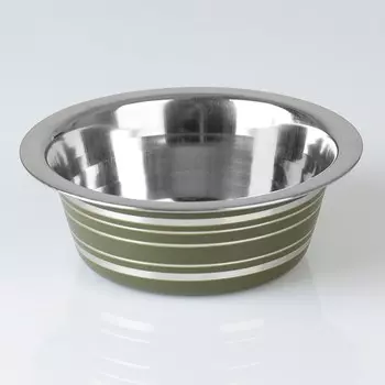 Миска стандартная цветная с полосой, 400 мл, зеленая