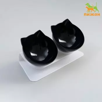 Миски пластиковые на белой подставке 27.51415 см черная/черная
