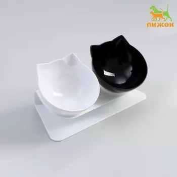 Миски пластиковые на белой подставке 27.51415 см черная/белая