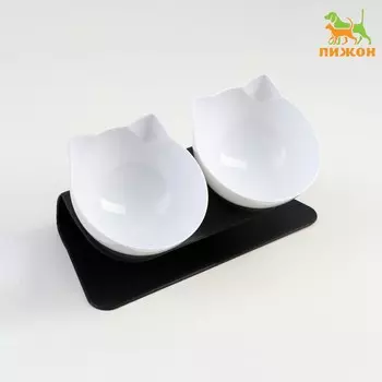 Миски пластиковые на черной подставке 27.51415 см белые