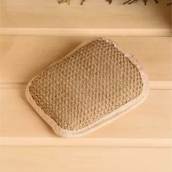 Мочалка эко джут-хлопок, с ручкой, 14х12х3 см