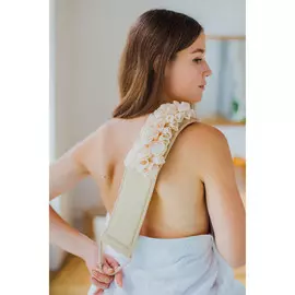 Мочалка-лента массажная доляна, 35×12 см, цвет бежевый