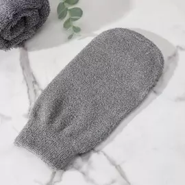 Мочалка-варежка для тела массажная доляна, 2111,5 см, бамбуковый уголь, китайская крапива, серая