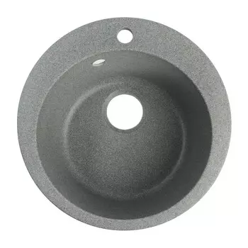 Мойка для кухни из камня zein 30/q8, d=475 мм, круглая, перелив, цвет темно-серый