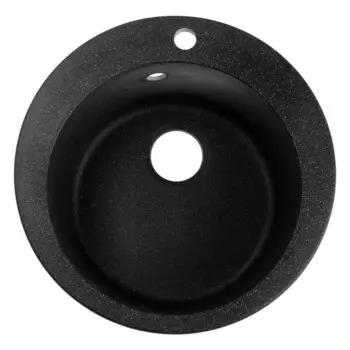 Мойка для кухни из камня zein 510/q4, d=507 мм, круглая, перелив, цвет черный