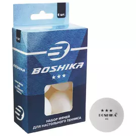 Мяч для настольного тенниса boshika 3***, набор 6 шт., pp, цвет белый