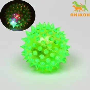Мяч светящийся для собак средний, tpr, 5.5 см, зеленый