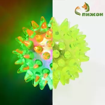 Мяч светящийся для животных малый, tpr, 4,5 см, желтый