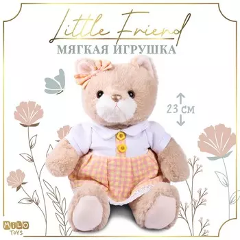 Мягкая игрушка little friend, кошечка в персиковом платье, 23 см