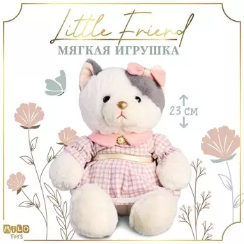 Мягкая игрушка little friend, кошечка в розовом платье, 23 см