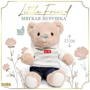 Мягкая игрушка little friend, мишка в джинсах и кофте, 23 см