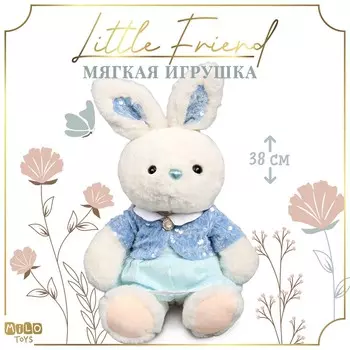 Мягкая игрушка little friend, зайка в синем платье, 38 см