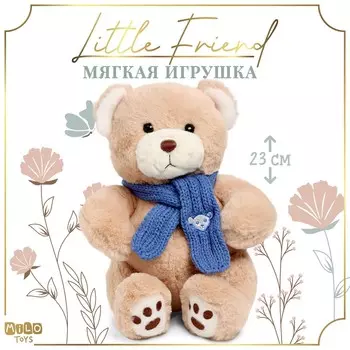 Мягкая игрушка little friend, мишка с синим шарфом, 23 см