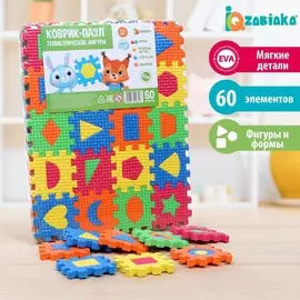 Мягкий развивающий коврик-пазл из 60 элементов, геометрические фигуры, 60 х 25 см