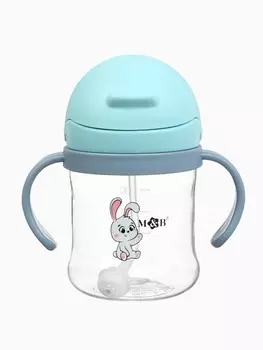 Поильник- непроливайка с трубочкой, голубой, mum&baby
