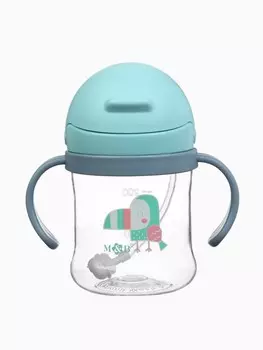 Поильник- непроливайка с трубочкой, голубой, mum&baby