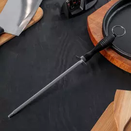 Мусат доляна, 27 см, круглое сечение, нержавеющая сталь, черный