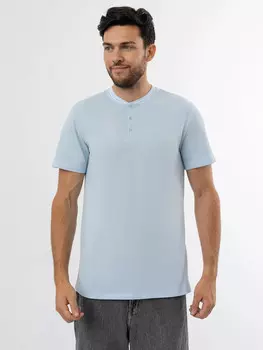 Мужская футболка поло с воротником-стойкой в голубом цвете