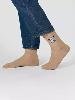 Мужские носки коричневые с рисунком в виде зубра