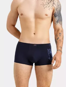 Мужские трусы-боксеры темно-синие с принтом