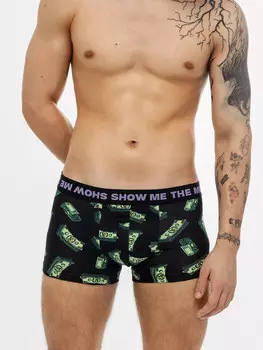 Мужские трусы-боксеры в черном цвете с принтом