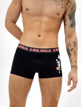 Мужские трусы-боксеры в черном цвете с принтом