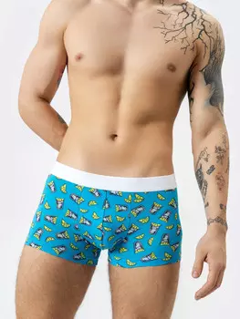 Мужские трусы-боксеры в синем цвете с принтом