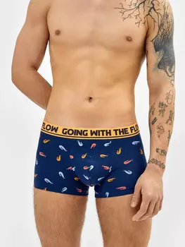 Мужские трусы-боксеры в синем цвете с принтом