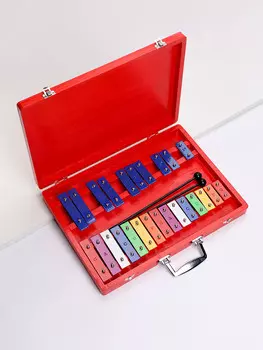 Металлофон музыкальный инструмент music life, 25 тонов, футляр, 2 палочки, красный