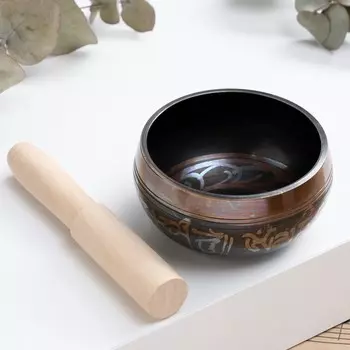 Музыкальный инструмент поющая чаша music life, черная с узорами, 8 см