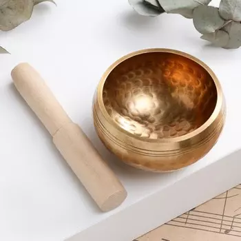 Музыкальный инструмент поющая чаша music life, золотистая, 8 см