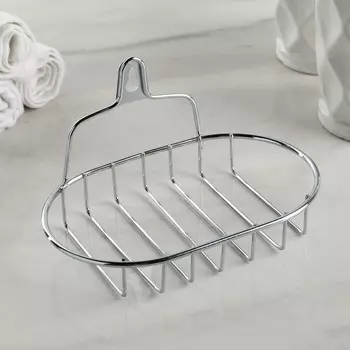 Мыльница подвесная овальная доляна, 13.510.58 см, серебристая