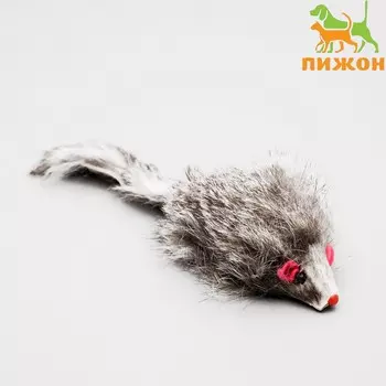 Мышь из натурального меха, 7.5 см, темно-серая