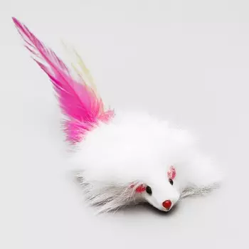 Мышь из натурального меха, 7.5 см, белая