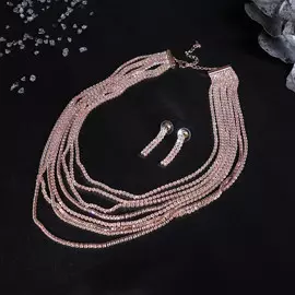Набор 2 предмета: серьги, колье 8 рядов