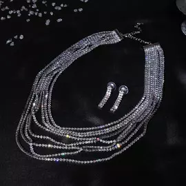 Набор 2 предмета: серьги, колье 8 рядов