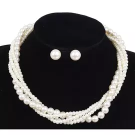 Набор 2 предмета: серьги, шар d=1, бусы