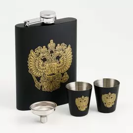 Подарочный набор 4 в 1: фляжка 240 мл, рюмка 30 мл, воронка, 2.53.5 см