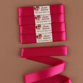 Набор атласных лент, 5 шт, размер 1 ленты: 25 мм × 5,4 ± 0,5 м, цвет малиновый