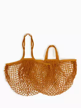 Набор 2 шт: сумка-авоська хозяйственная, клетка 1.5 см, рыжая