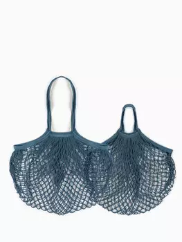 Набор 2 шт: сумка-авоська хозяйственная, клетка 1.5 см, темно-бирюзовая