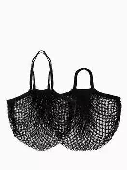 Набор 2 шт: сумка-авоська хозяйственная, клетка 1.5 см, черная