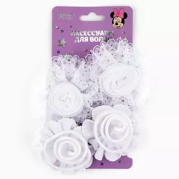 Аксессуары для волос, в наборе: заколка 2 шт., резинка 2 шт., минни маус