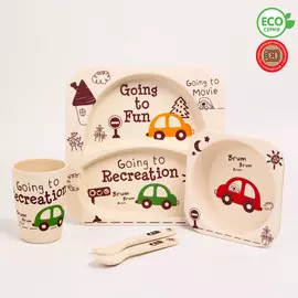 Детская посуда из бамбука в наборе