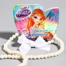 Набор детской бижутерии. браслет и бусы с бантиком, винкс